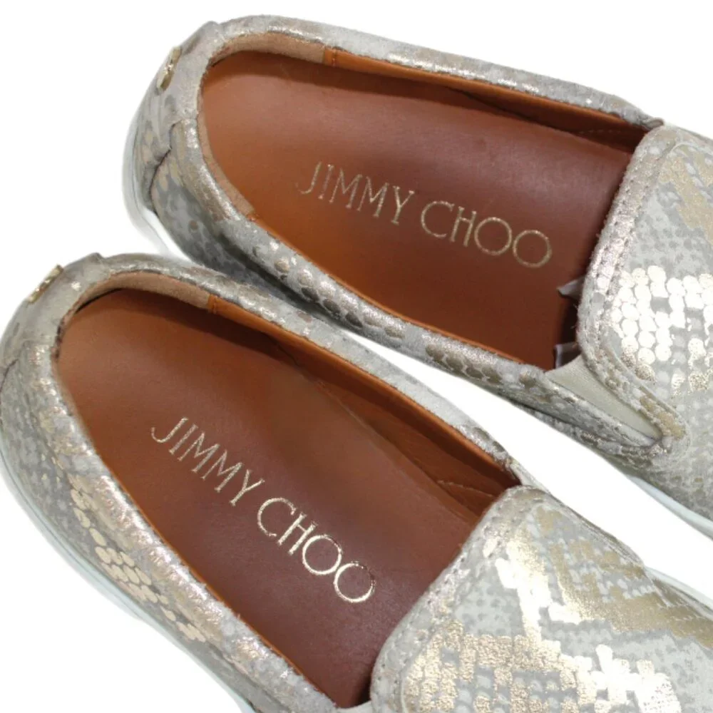 Jimmy Choo Demi Metallic Snakeskin Textured Suede Slip-On Size 36.5 (US 6.5)